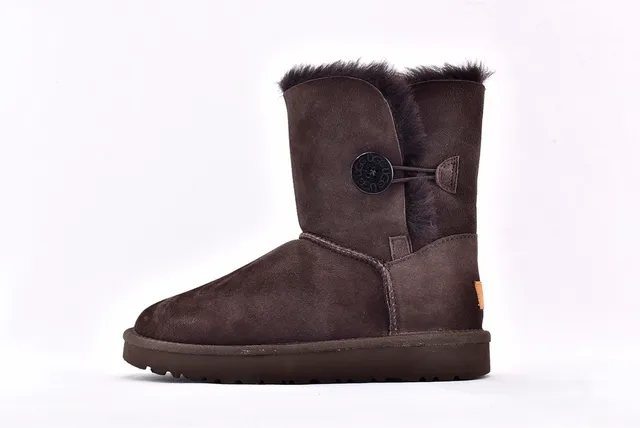 UGG Classic Mini Brown Suede Shearling-Lined Snow Boots 8