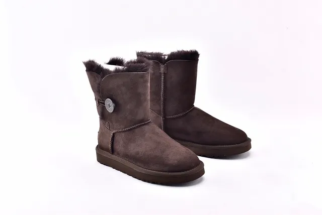 UGG Classic Mini Brown Suede Shearling-Lined Snow Boots 9