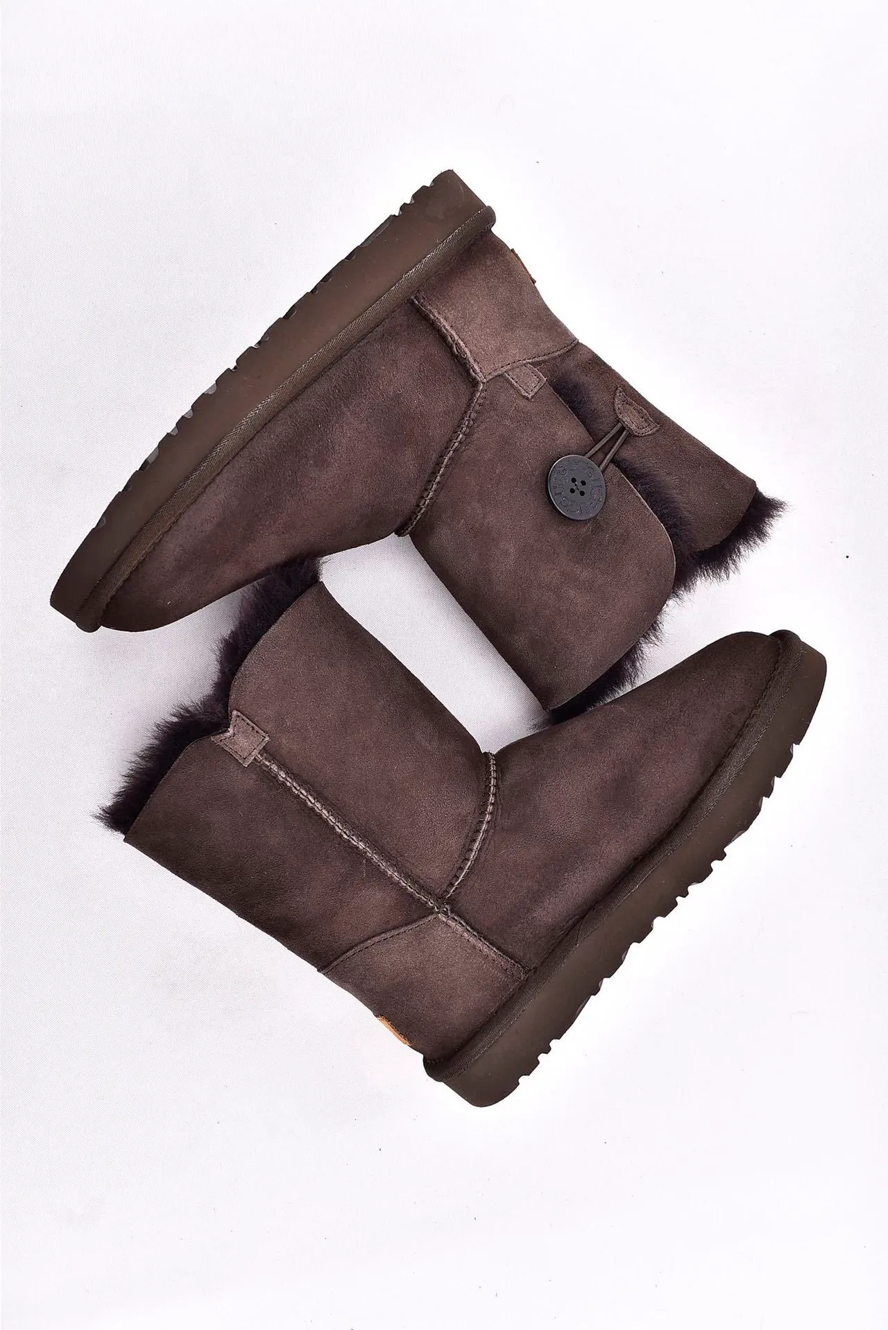 UGG Classic Mini Brown Suede Shearling-Lined Snow Boots 12