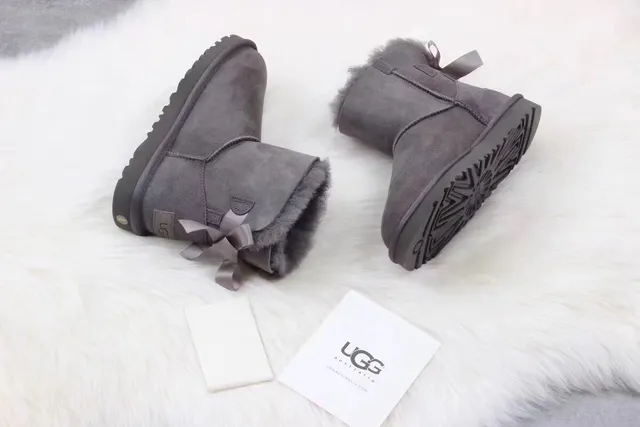 UGG Classic Mini Charcoal Gray Shearling-Lined Snow Boots 3