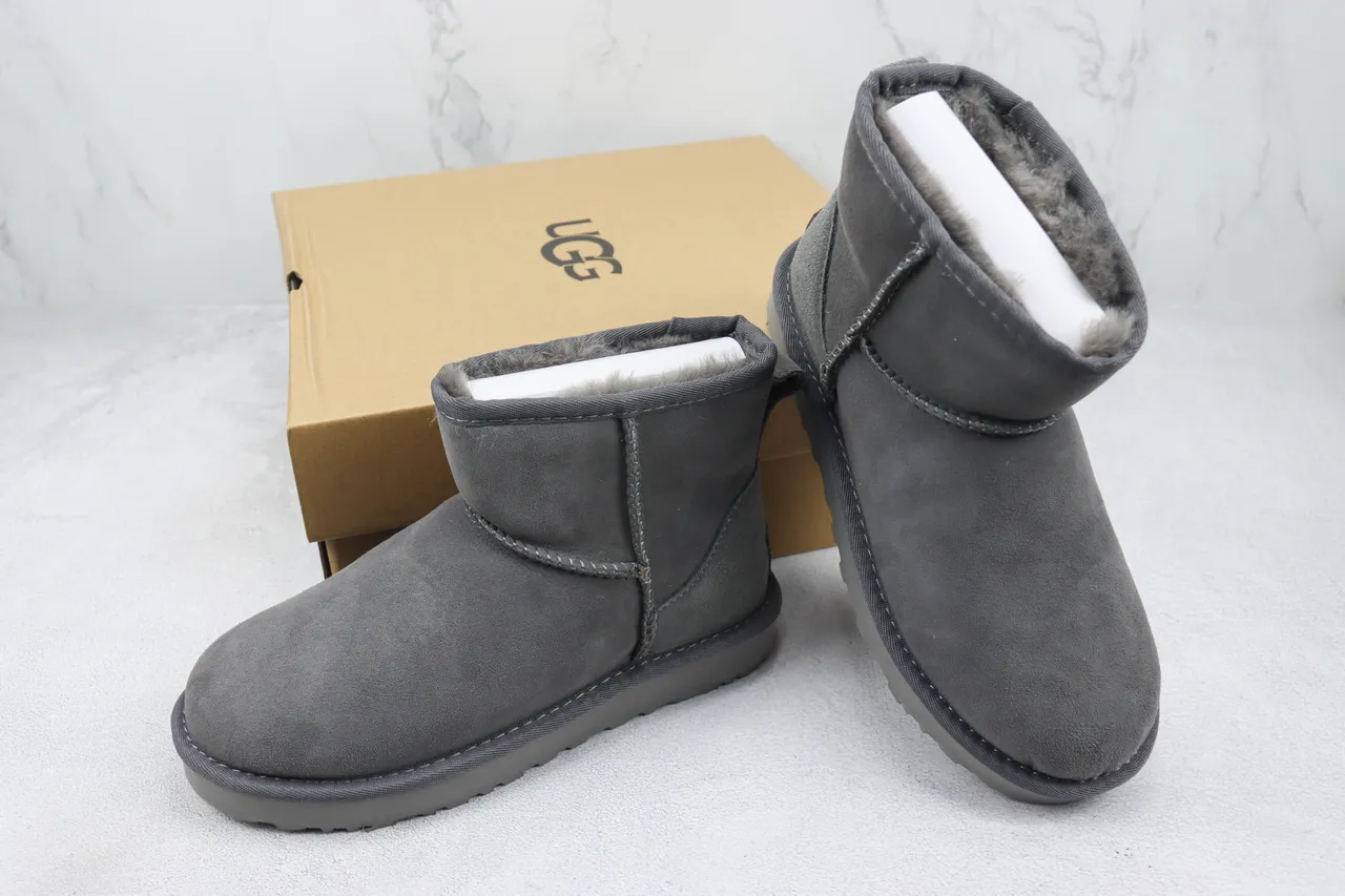 UGG Classic Mini Charcoal Gray Snow Boots 5