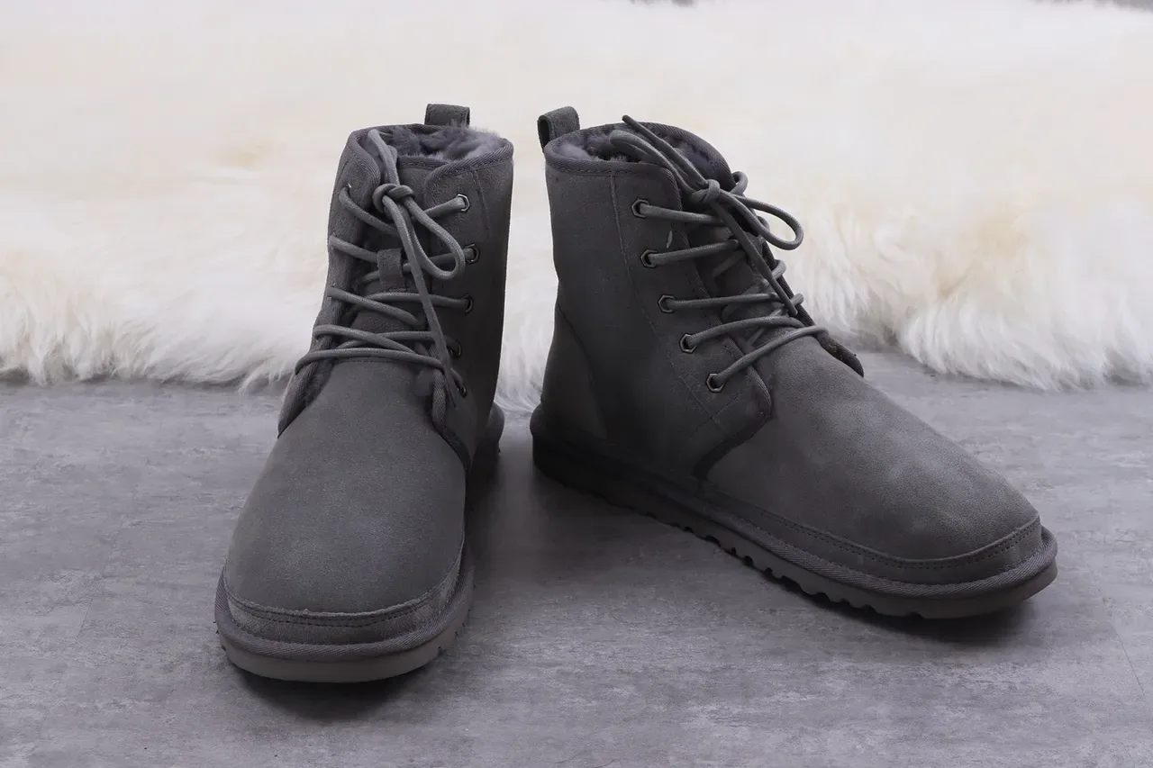 UGG Gray Suede Upper Lace-Up Front Snow Boots 5