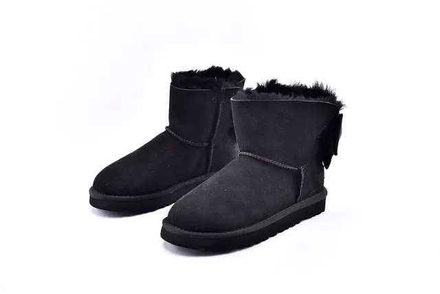 UGG Mini Bailey Bow II Black Snow Boots 2