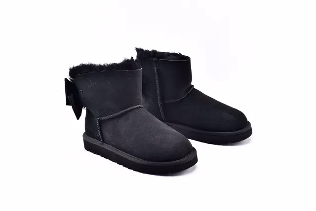UGG Mini Bailey Bow II Black Snow Boots 9