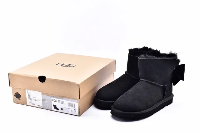 UGG Mini Bailey Bow II Black Snow Boots 15