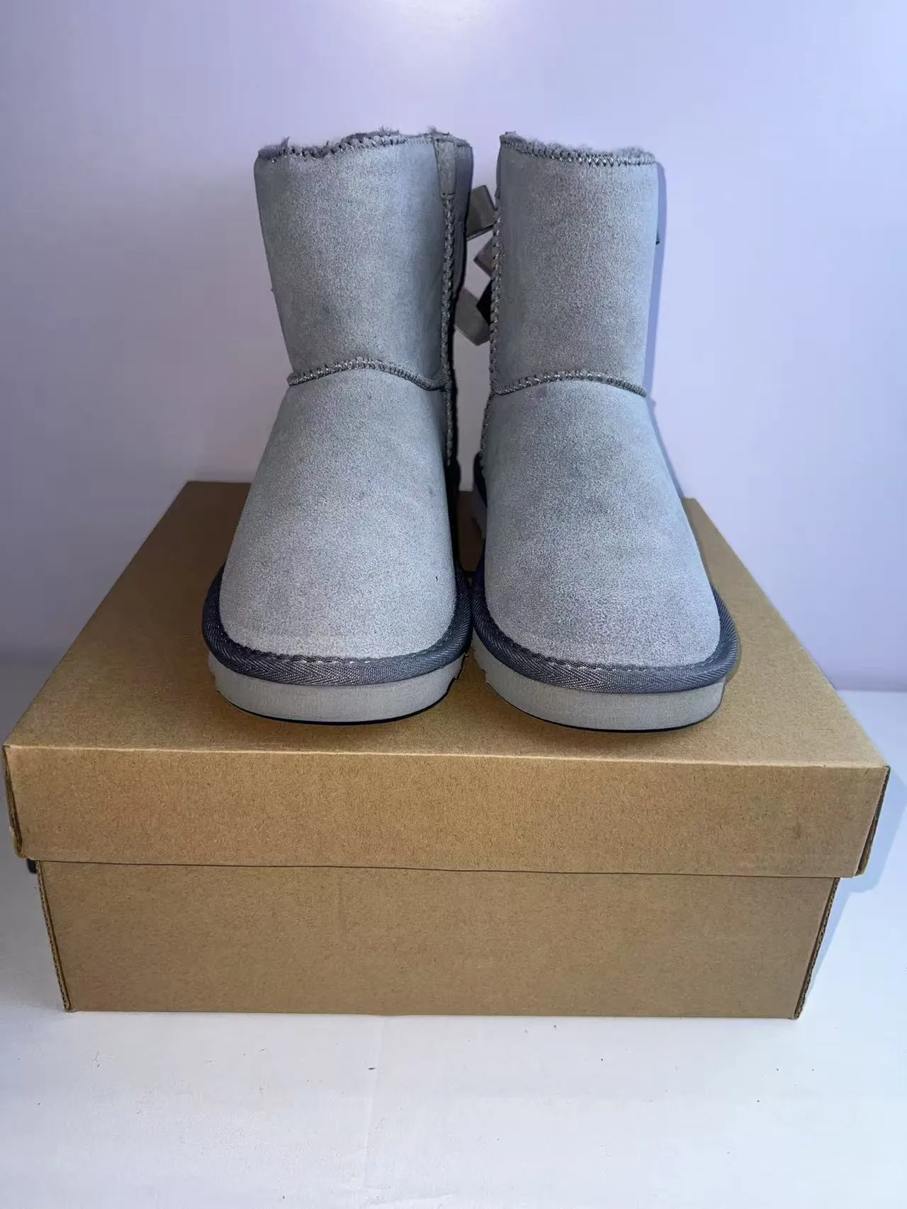 UGG Silver Gray Metallic Suede-Like Upper Shearling-Lined Cuff Snow Boots 5