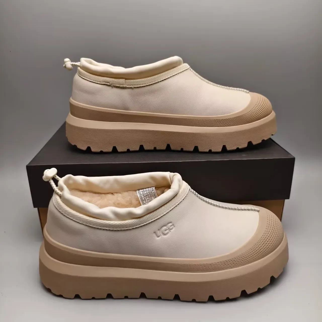 UGG Tasman Beige স্লিপ-অন প্ল্যাটফর্ম স্নো বুট 7