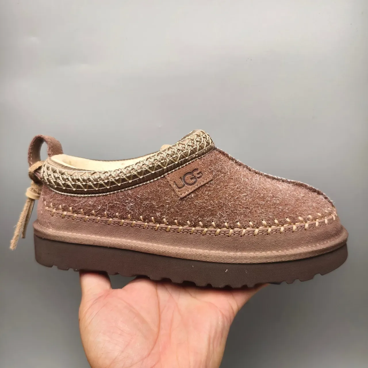 UGG Tasman Brown Beige Moccasin-Stitched Shearling-Lined Casual Shoes 2