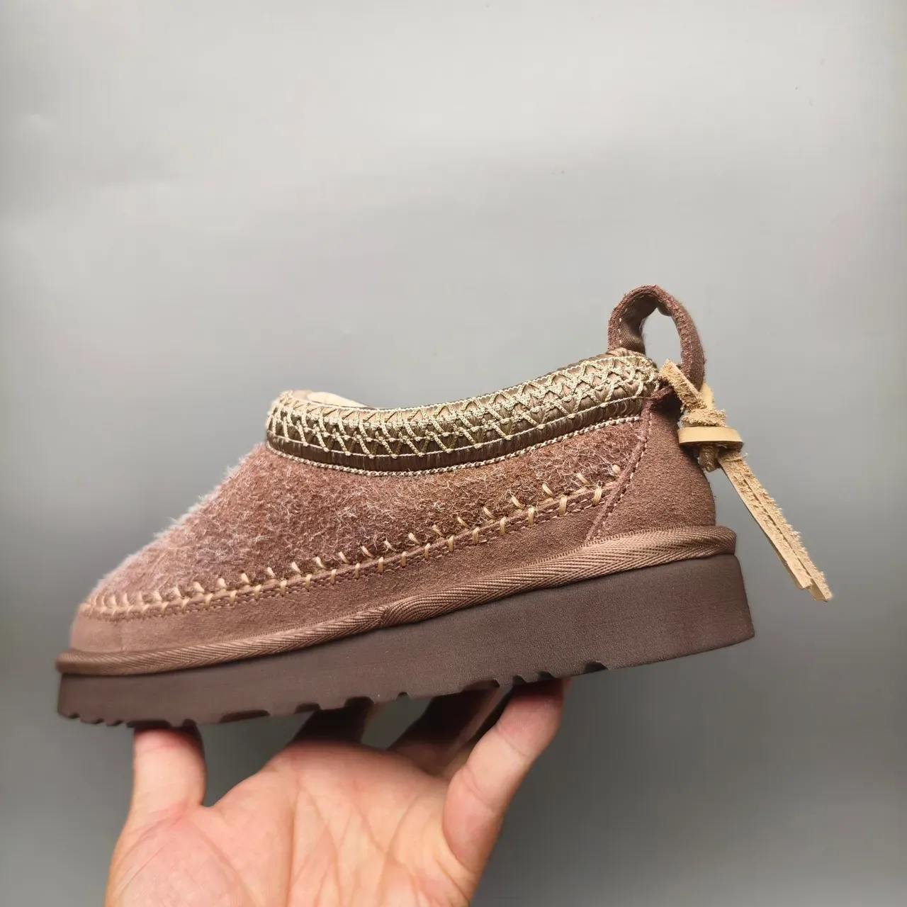 UGG Tasman Brown Beige Moccasin-Stitched Shearling-Lined Casual Shoes 4