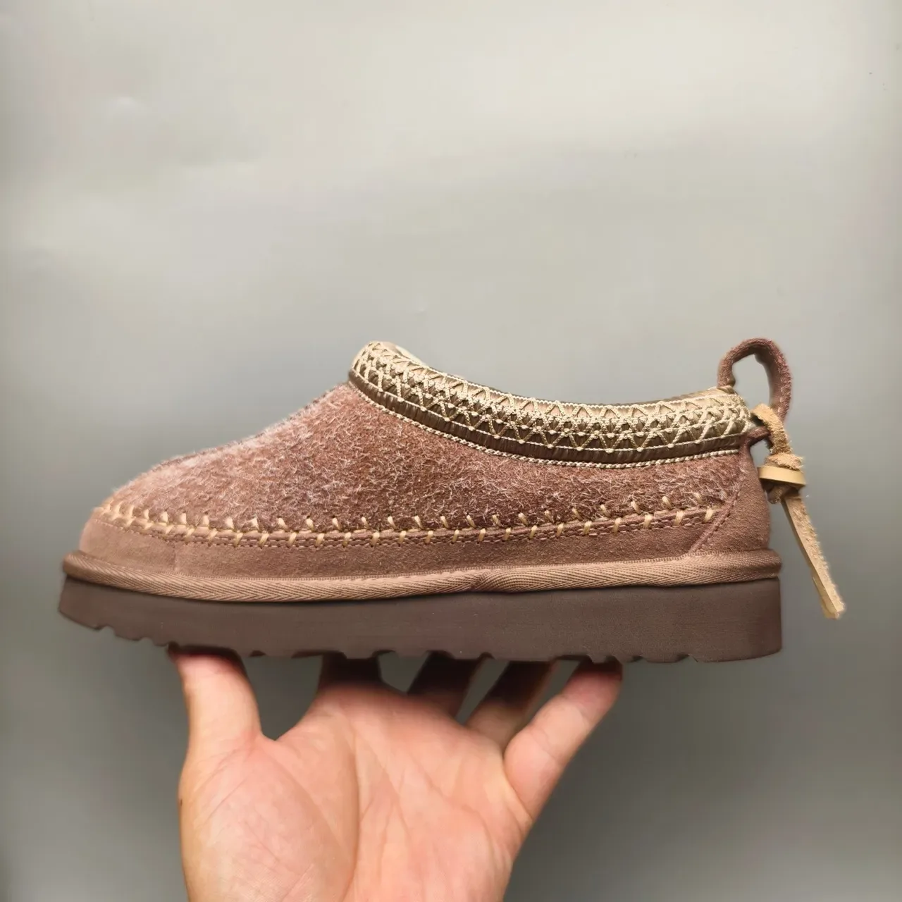 UGG Tasman Brown Beige Moccasin-Stitched Shearling-Lined Casual Shoes 7