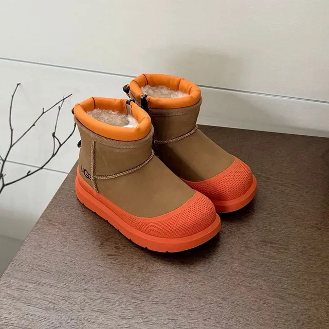 UGG Tasman Brown Orange Insulated Ankle Boot Side-Zip Closure Snow Boots 21