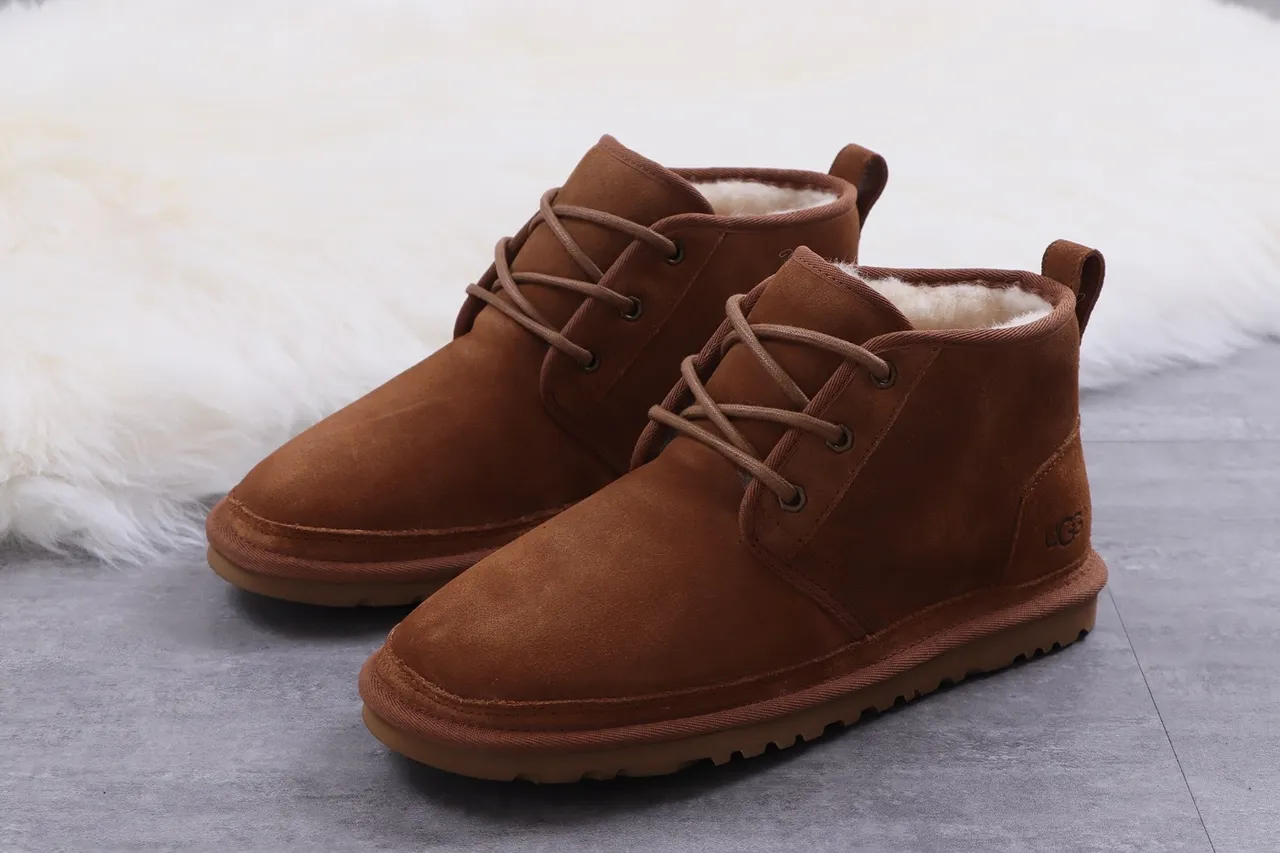 UGG Tasman Chestnut Suede Shearling-Lined Lace-Up Ankle Boots 8