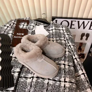 UGG Tasman Gray Beige حذاء كاجوال مع بطانة فراء الغنم وعلية من الجلد المدبوغ