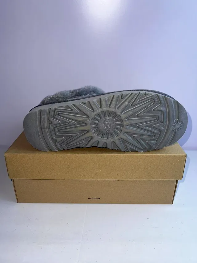 UGG Tasman Cinza Bege Couro de Camurça Superior Forro de Carneiro Gola Sapatos Casuais 2