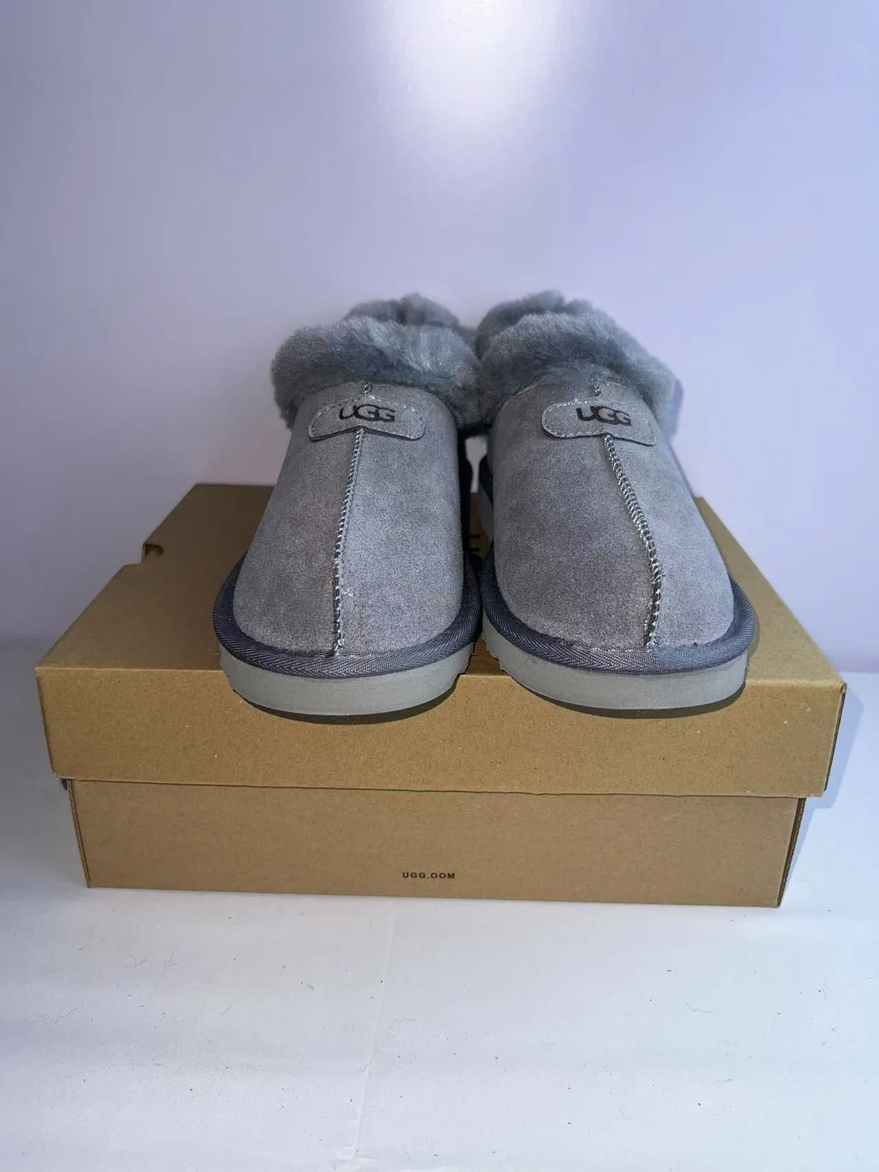 UGG Tasman Cinza Bege Couro de Camurça Superior Forro de Carneiro Gola Sapatos Casuais 6