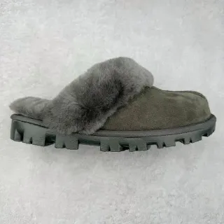 UGG Tasman Gray Shearling-Lined Suede Slipper