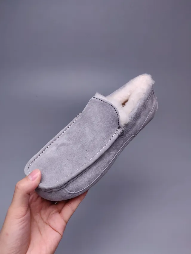 UGG Tasman Gray Suede Shearling-Lined Loafer 2
