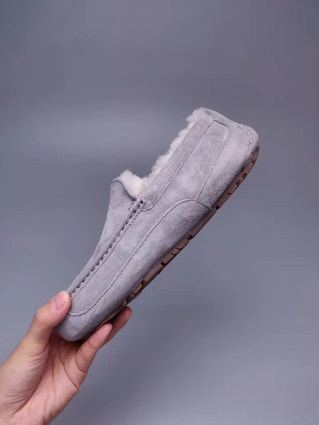 UGG Tasman Gray Suede Shearling-Lined Loafer 4