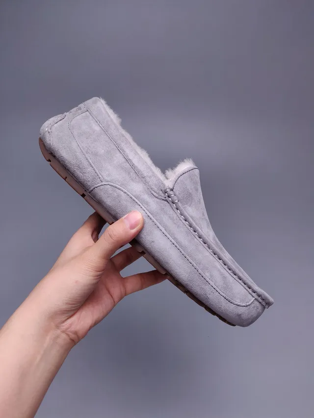 UGG Tasman Gray Suede Shearling-Lined Loafer 5