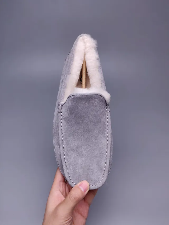 UGG Tasman Gray Suede Shearling-Lined Loafer 9
