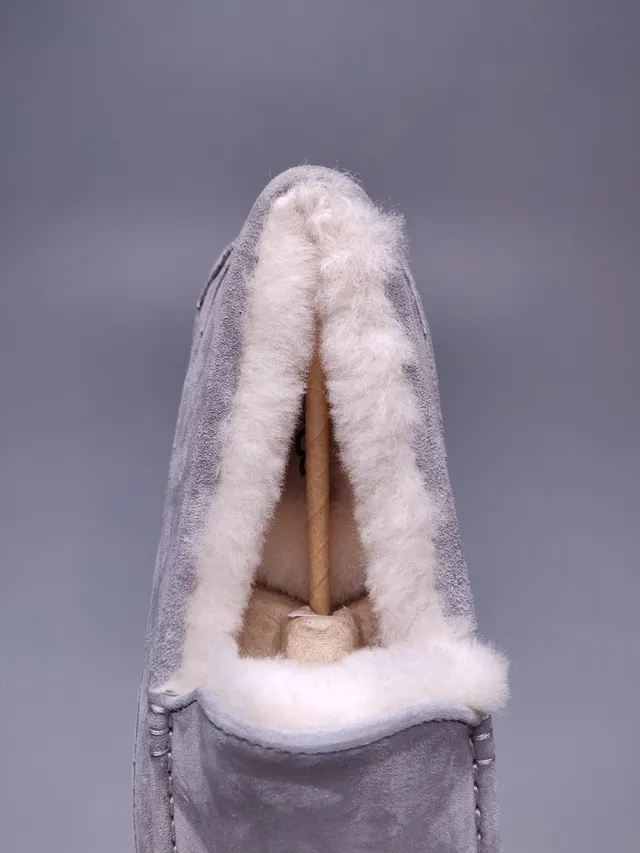 UGG Tasman Gray Suede Shearling-Lined Loafer 10