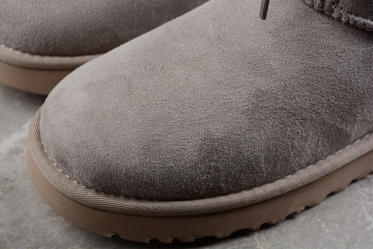UGG Tasman Light Gray Suede Shearling-Lined Lace-Up Snow Boots 3