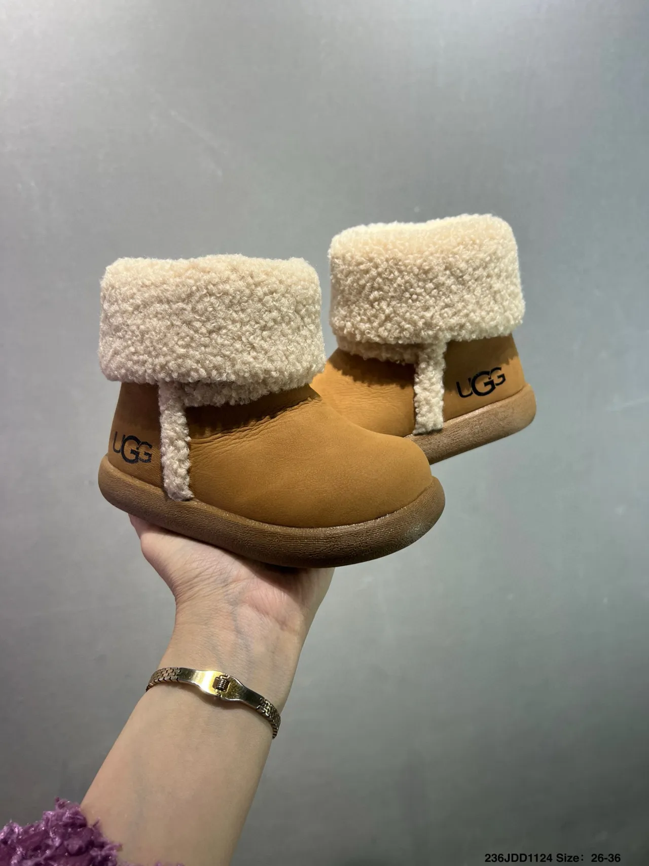 UGG Tasman Tan and Brown Shearling Cuff Snow Boots 9