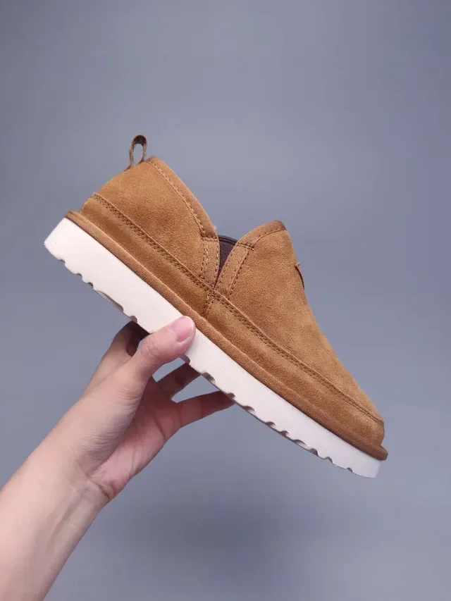UGG Tasman Tan Suede Shearling-Lined Slip-On Loafers 3