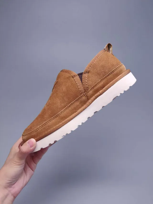 UGG Tasman Tan Suede Shearling-Lined Slip-On Loafers 4