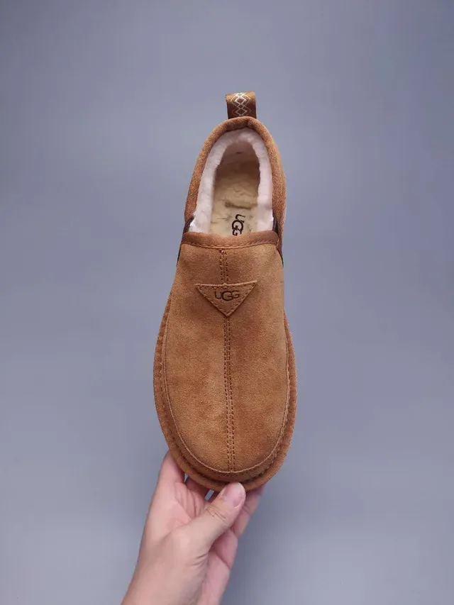 UGG Tasman Tan Suede Shearling-Lined Slip-On Loafers 9