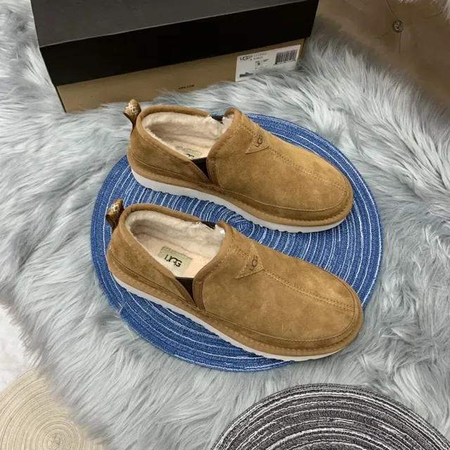 UGG Tasman Tan Suede Shearling-Lined Slip-On Loafers 12
