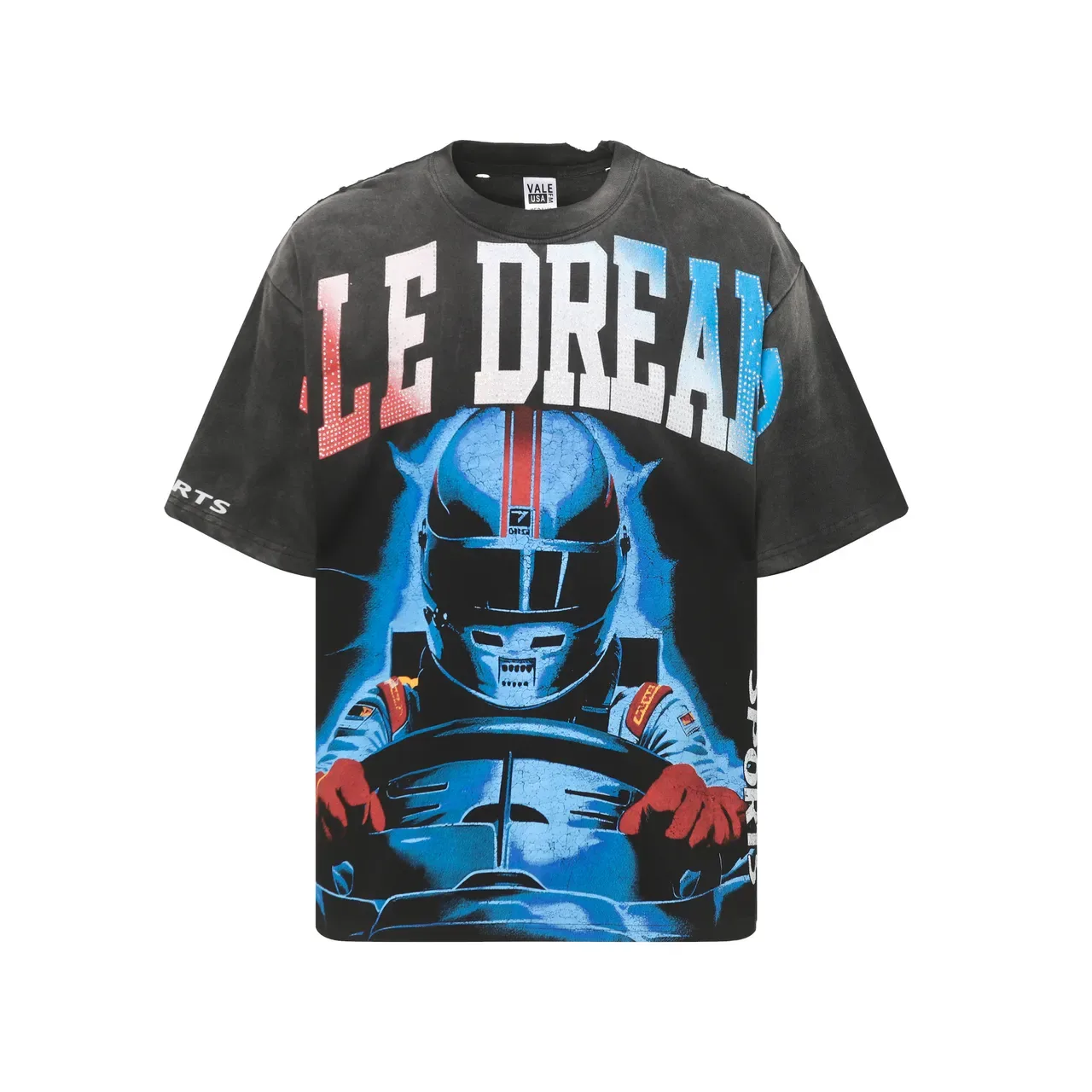 Camiseta gráfica Vale Forever racer preta desgastada 3