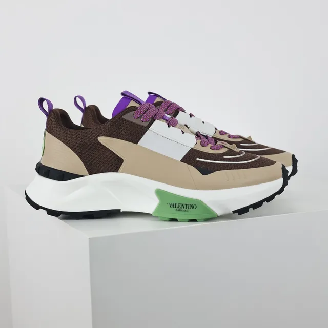 Valentino Marrom Bege Construção Multi-Panel Solado Esculpido Tênis Chunky 3