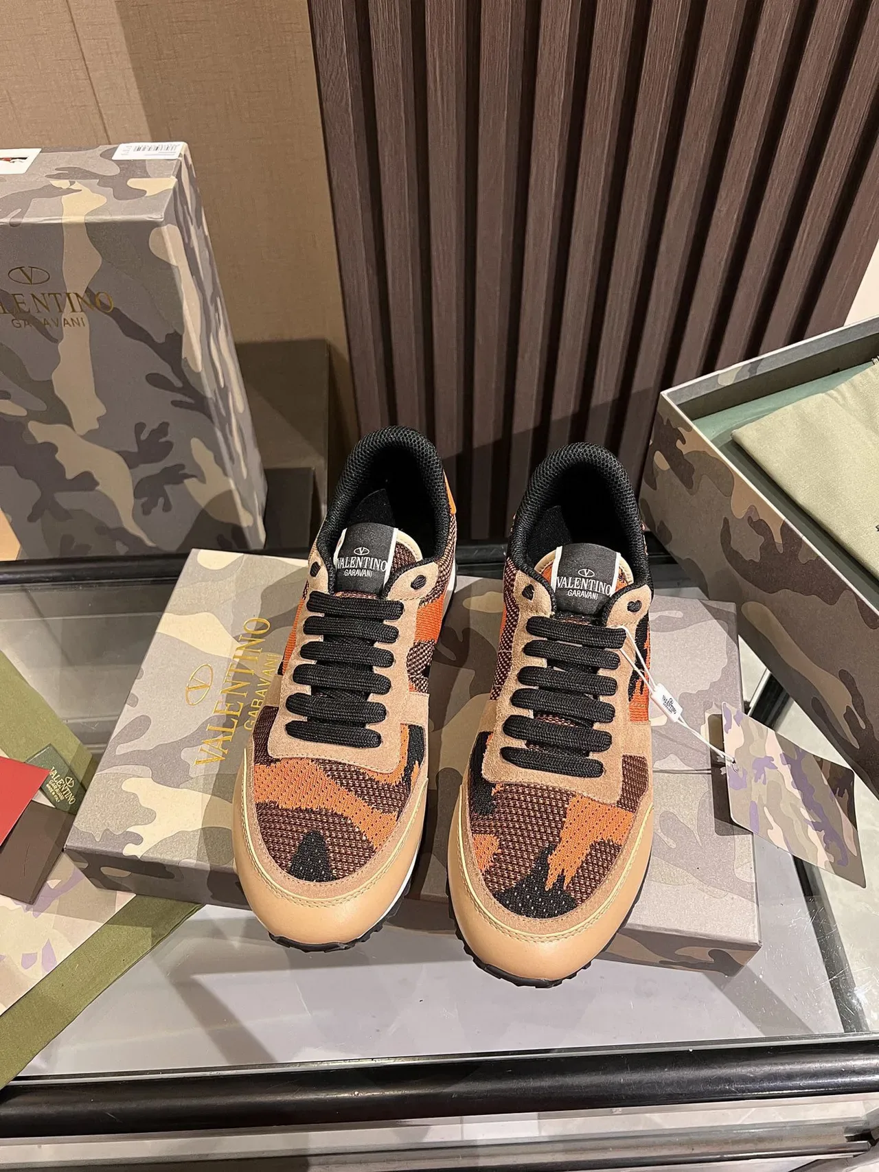 Valentino Camouflage Knit-Suede Lifestyle Sneakers 1