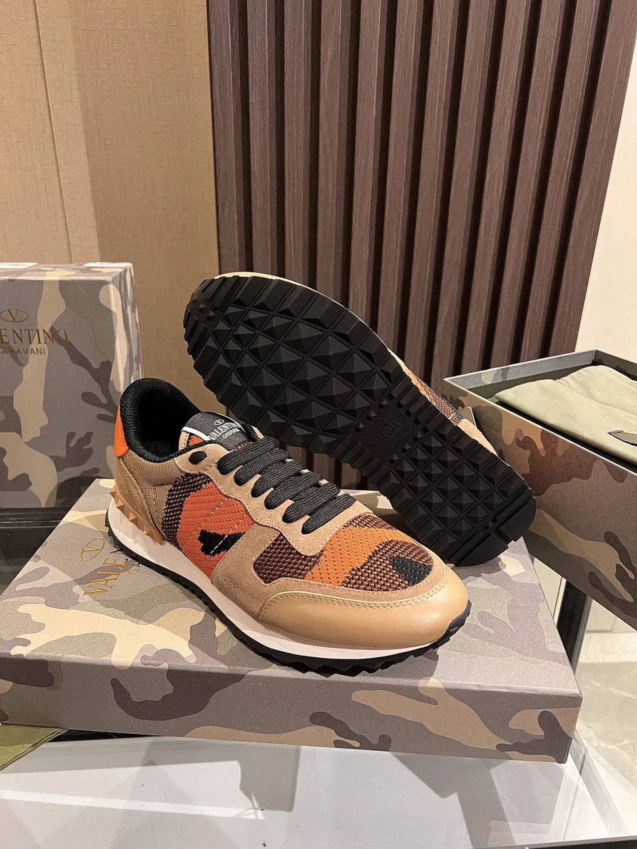 Valentino Camouflage Knit-Suede Lifestyle Sneakers 3
