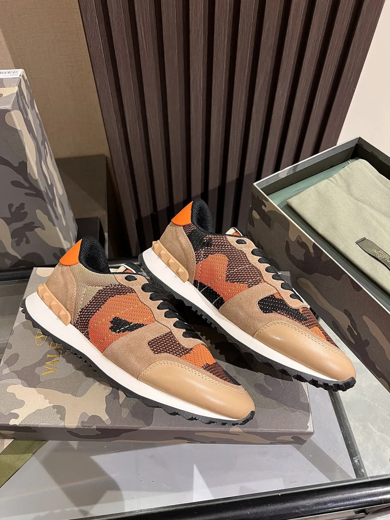 Valentino Camouflage Knit-Suede Lifestyle Sneakers 7