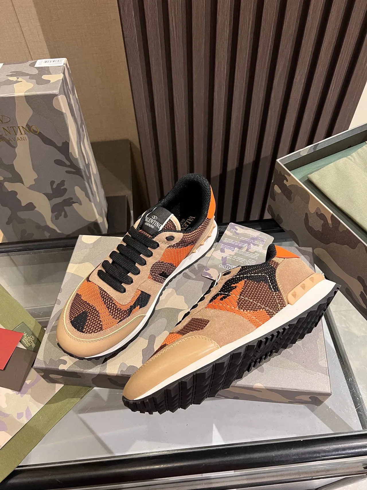 Valentino Camouflage Knit-Suede Lifestyle Sneakers 9