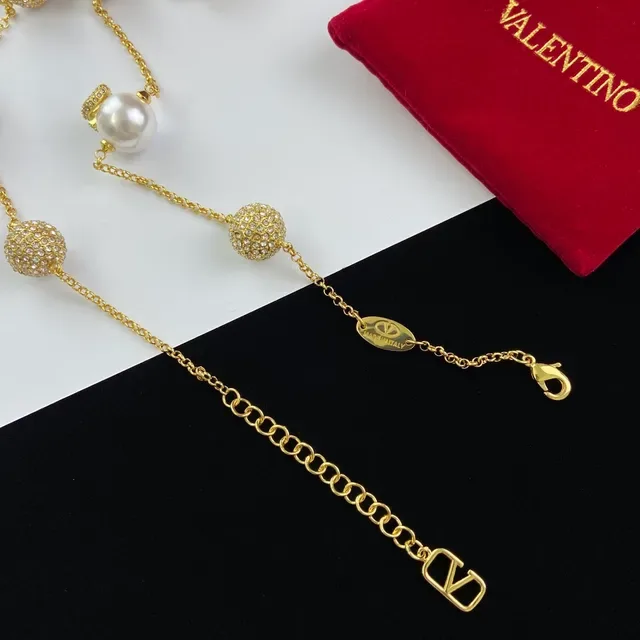Valentino Collier Perles Doré et Sphères Pavé 2