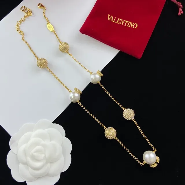 Valentino Collier Perles Doré et Sphères Pavé 3