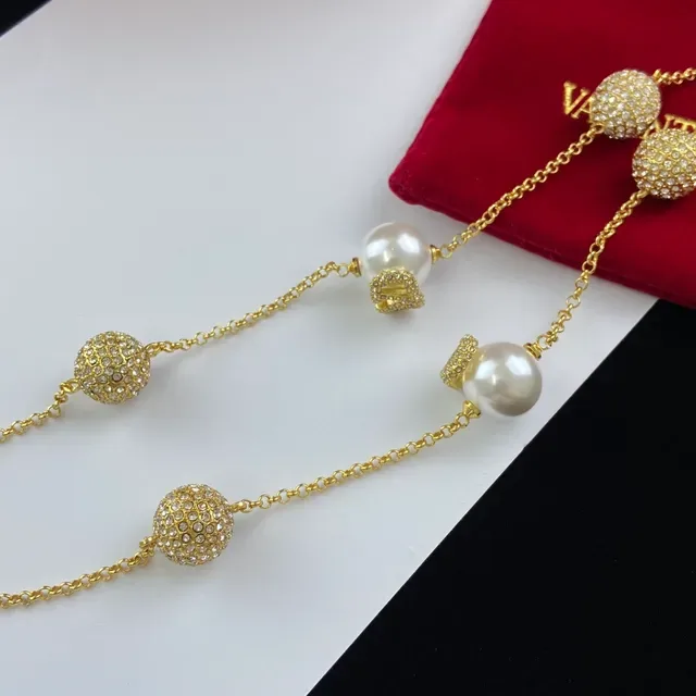 Valentino Collier Perles Doré et Sphères Pavé 4