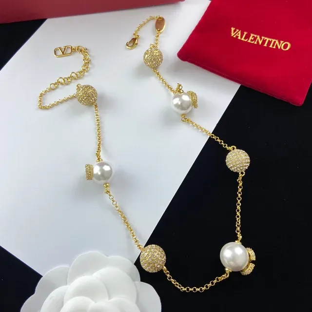 Valentino Collier Perles Doré et Sphères Pavé 5