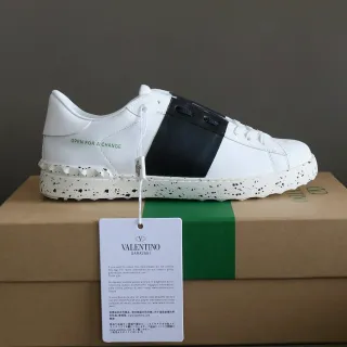 Valentino Open White Black Speckled Lifestyle Sneakers