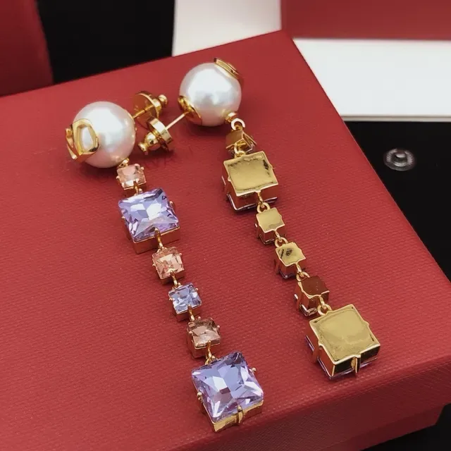 Valentino Boucles d'Oreilles Stud Perle Violet Or VLogo Monogram 4