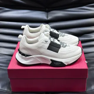 Valentino Rockstud Zapatilla Gruesa Blanca Negra Correa Zapatillas Gruesas