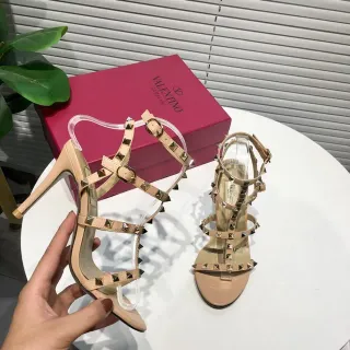 Valentino Rockstud Nude Studded Strappy Stilettos