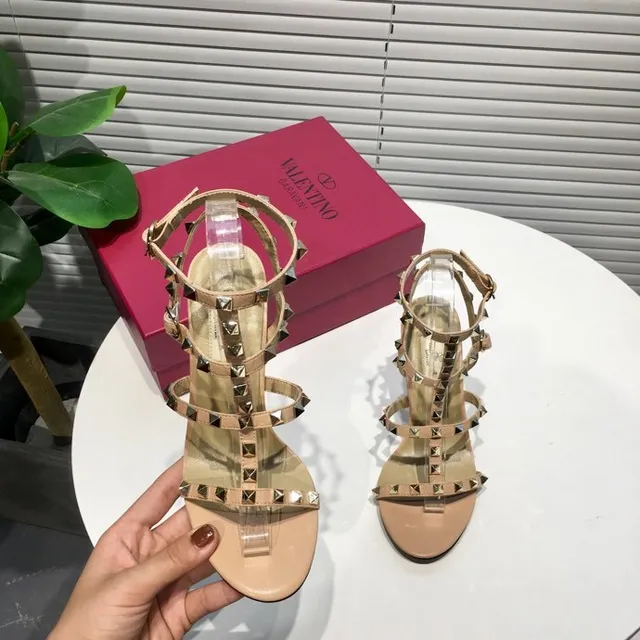 Valentino Rockstud Nude Studded Strappy Stilettos 6