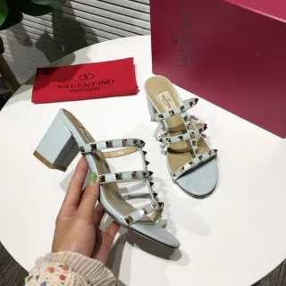 Valentino Rockstud Pale Blue Studded Gladiator Sandals