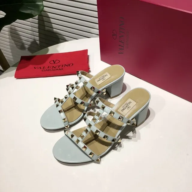 Valentino Rockstud Pale Blue Studded Gladiator Sandals 3