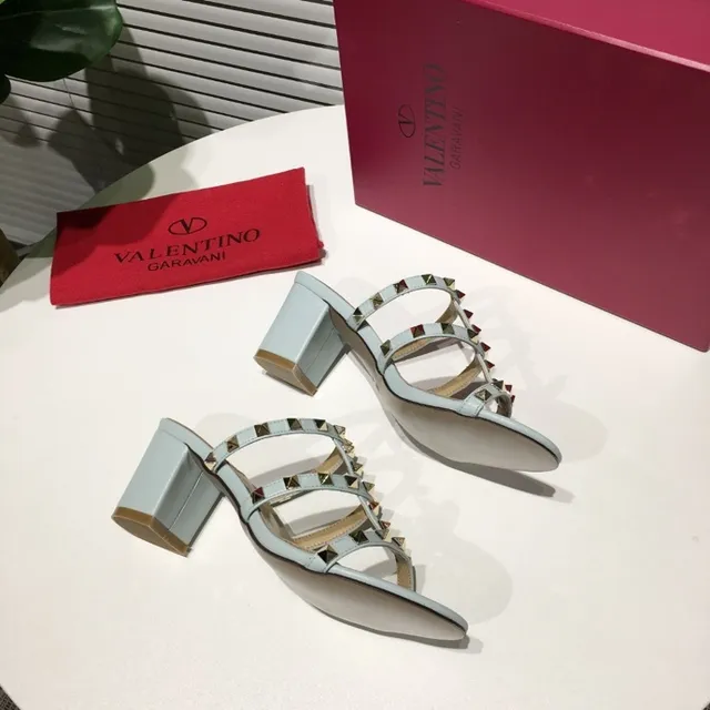 Valentino Rockstud Pale Blue Studded Gladiator Sandals 4