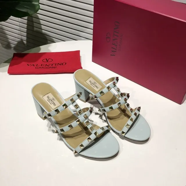 Valentino Rockstud Pale Blue Studded Gladiator Sandals 5